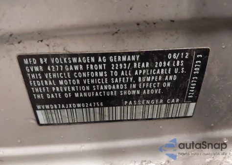 2013 Volkswagen Golf 2.5L 4-Door z USA, uszkodzony, nr VIN WVWDB7AJXDW024756